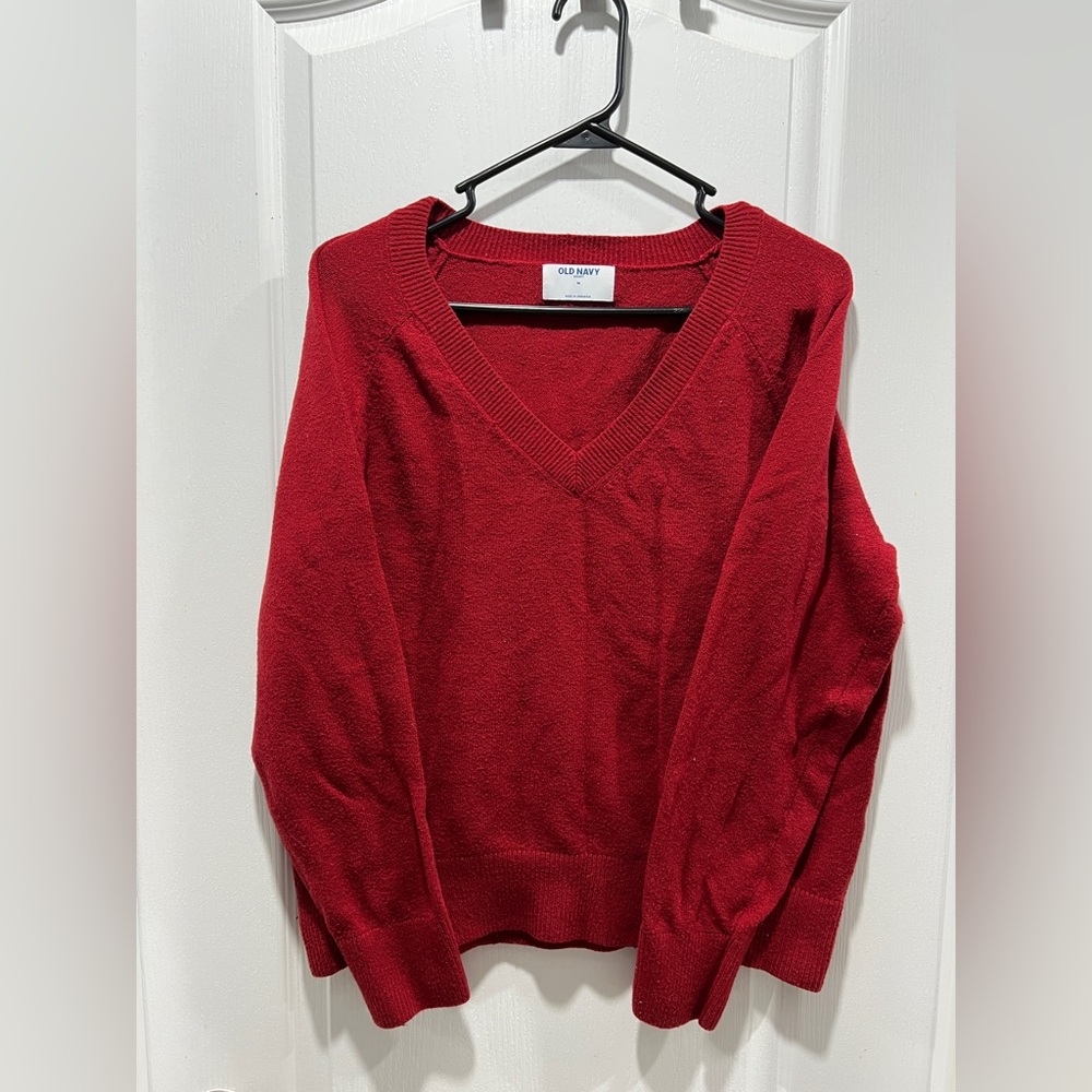 Red V-Neck Sweater